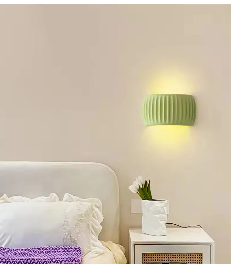 French Beige Wall Lamp – Resin Pumpkin Shape