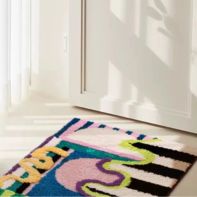 Groovy Pattern Cotton Bathroom Rug