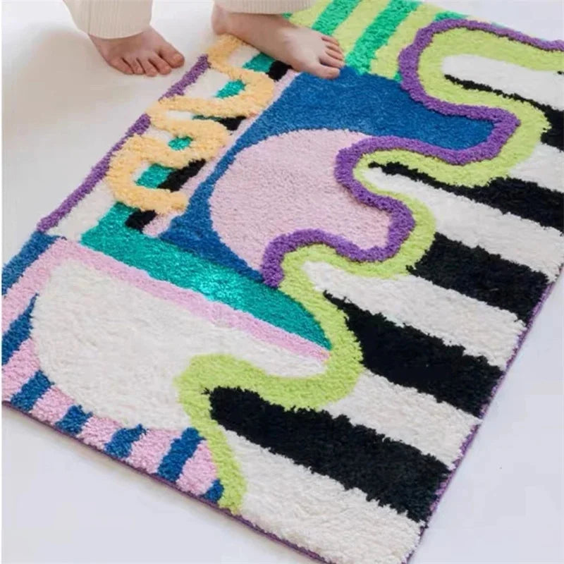Groovy Pattern Cotton Bathroom Rug