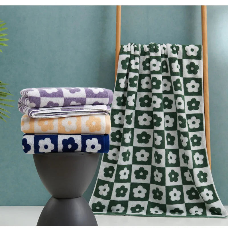 Thickened Cotton Floral Bath Towel
