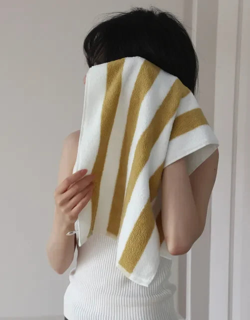 Retro Wide Striped Cotton Towel