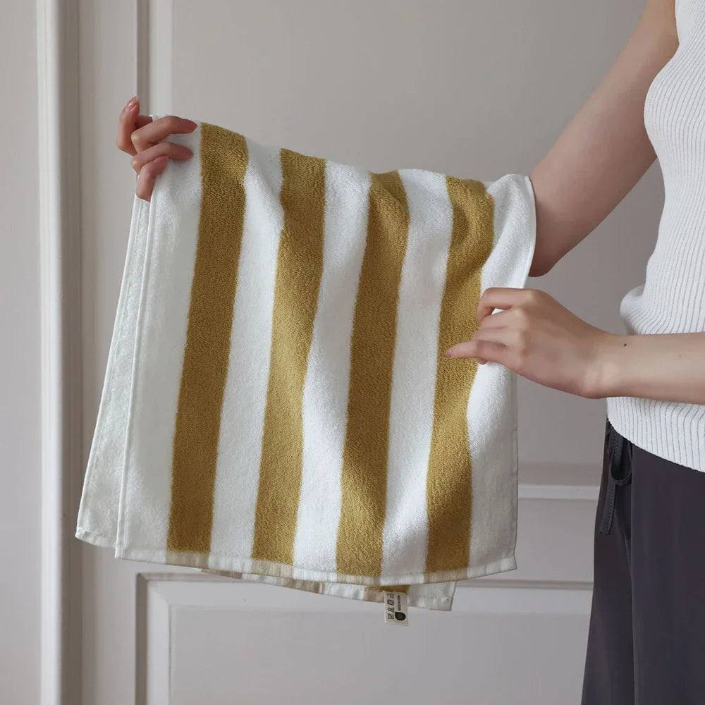 Retro Wide Striped Cotton Towel