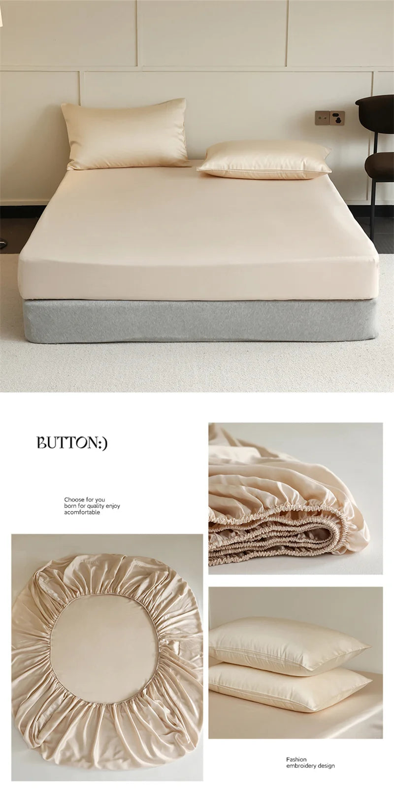 Luxury 100% Mulberry Silk Fitted Sheet