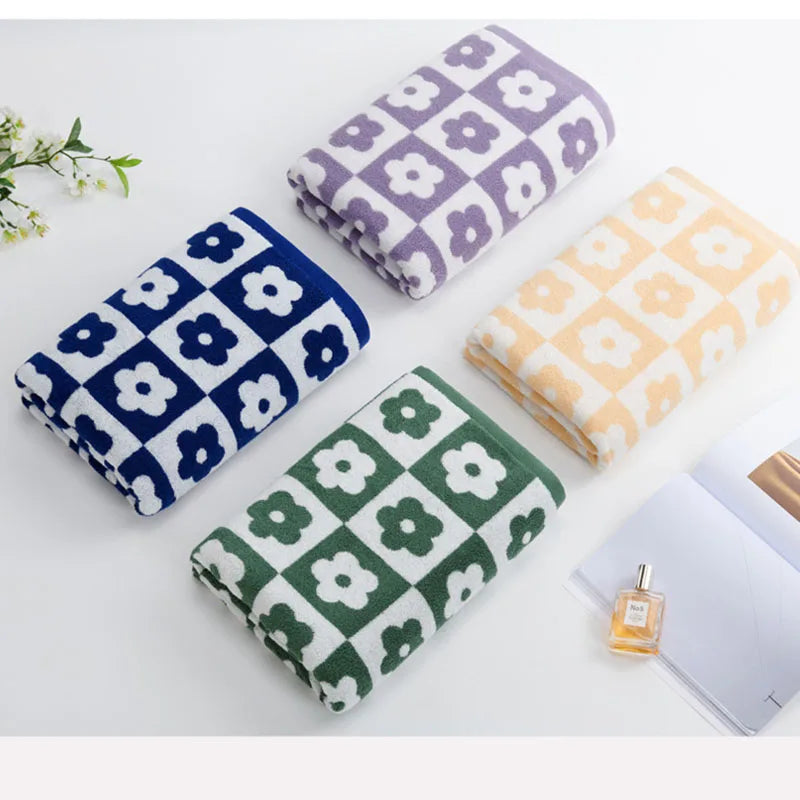 Thickened Cotton Floral Bath Towel