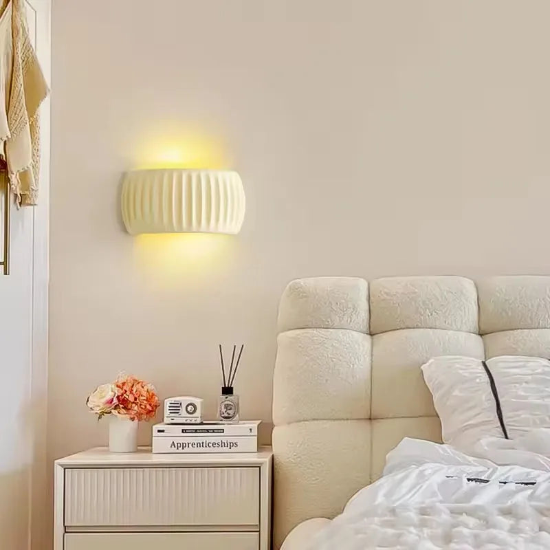 French Beige Wall Lamp – Resin Pumpkin Shape