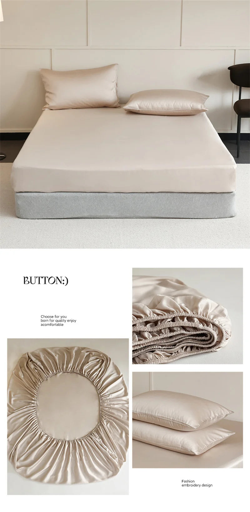 Luxury 100% Mulberry Silk Fitted Sheet