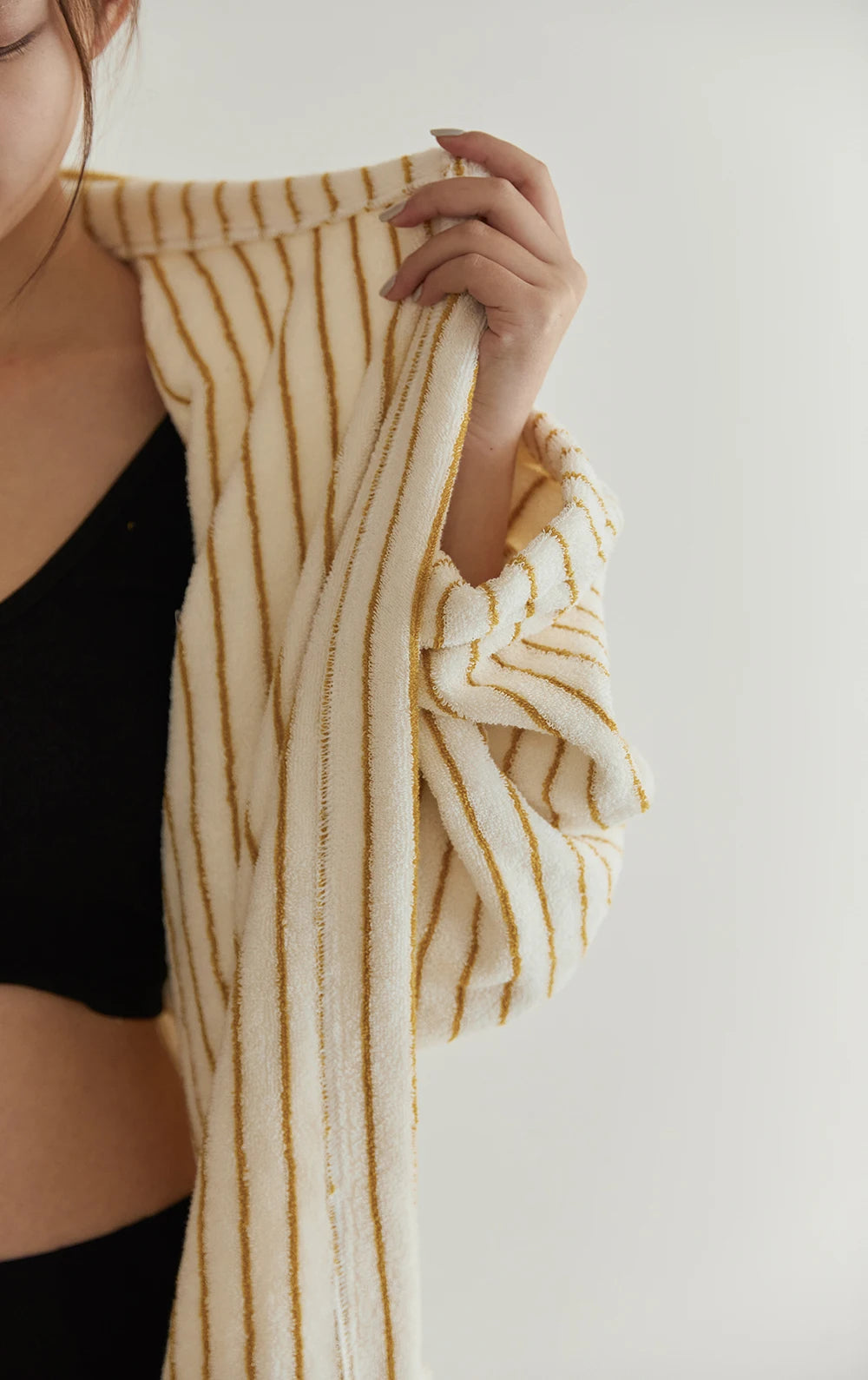 Retro Geometric Cotton Hooded Bathrobe