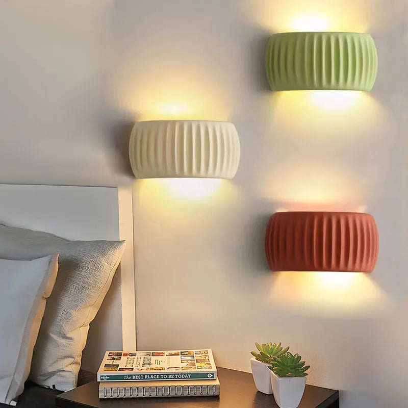 French Beige Wall Lamp – Resin Pumpkin Shape