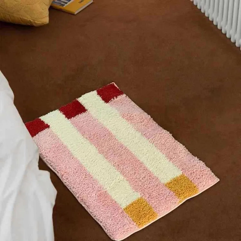 Premium Striped Flocked Bath Mat