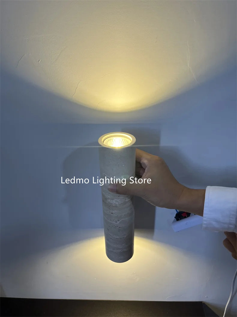 Travertine Wall Lamp – Natural Stone Sconce