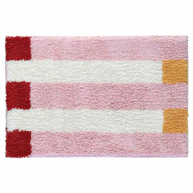 Premium Striped Flocked Bath Mat