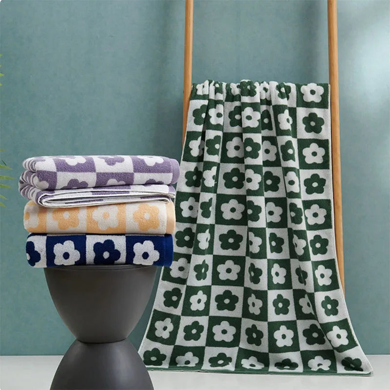 Thickened Cotton Floral Bath Towel