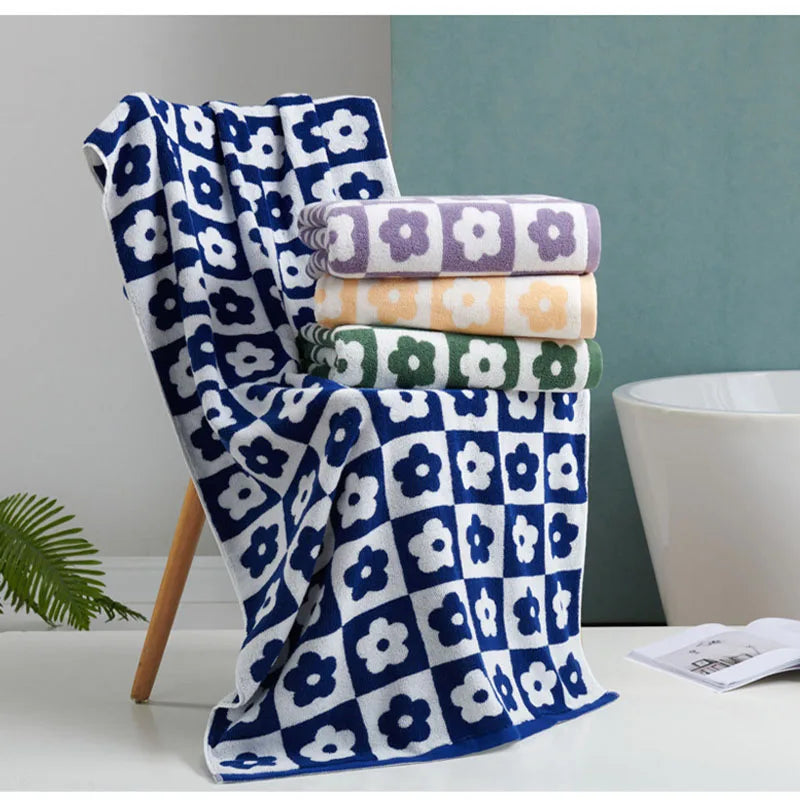 Thickened Cotton Floral Bath Towel