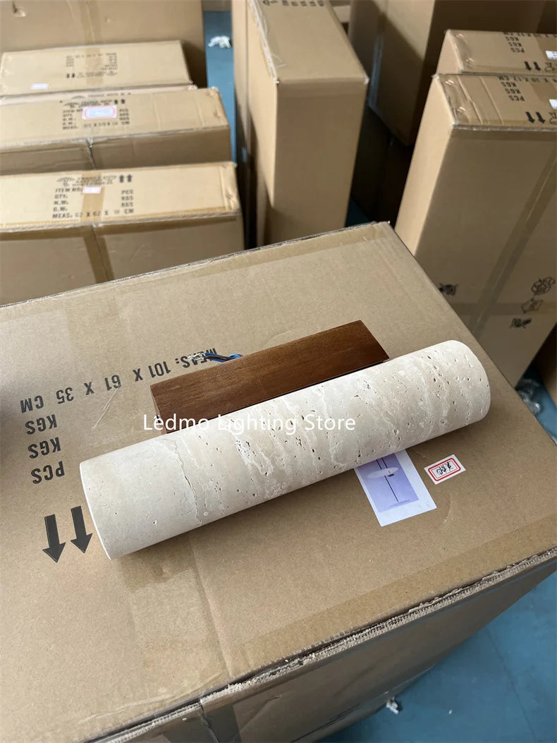 Travertine Wall Lamp – Natural Stone Sconce