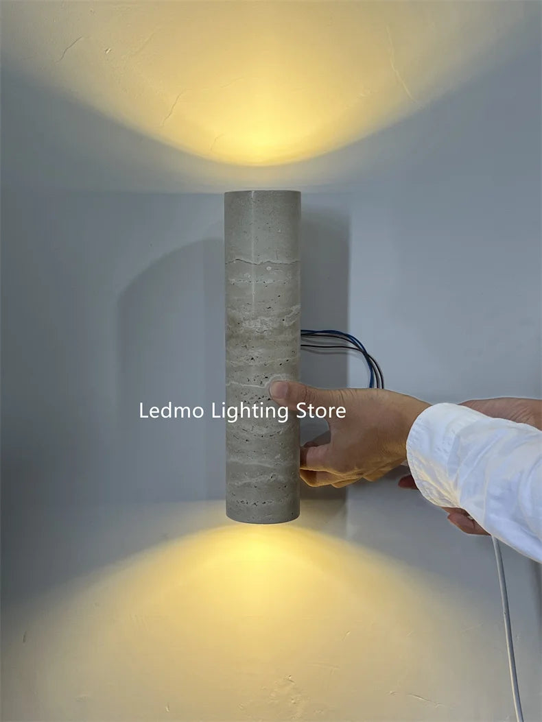 Travertine Wall Lamp – Natural Stone Sconce