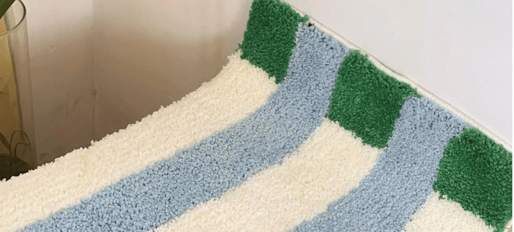 Premium Striped Flocked Bath Mat