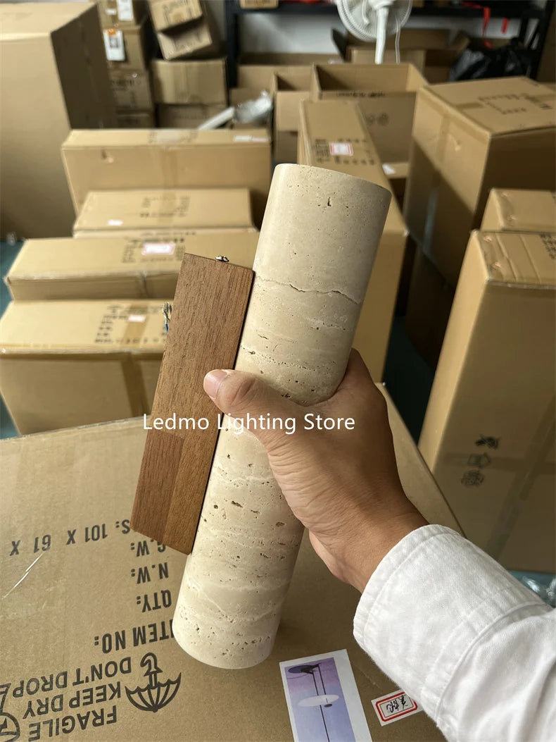 Travertine Wall Lamp – Natural Stone Sconce