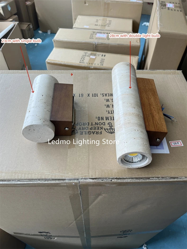 Travertine Wall Lamp – Natural Stone Sconce