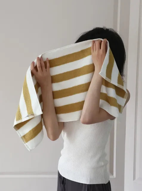Retro Wide Striped Cotton Towel