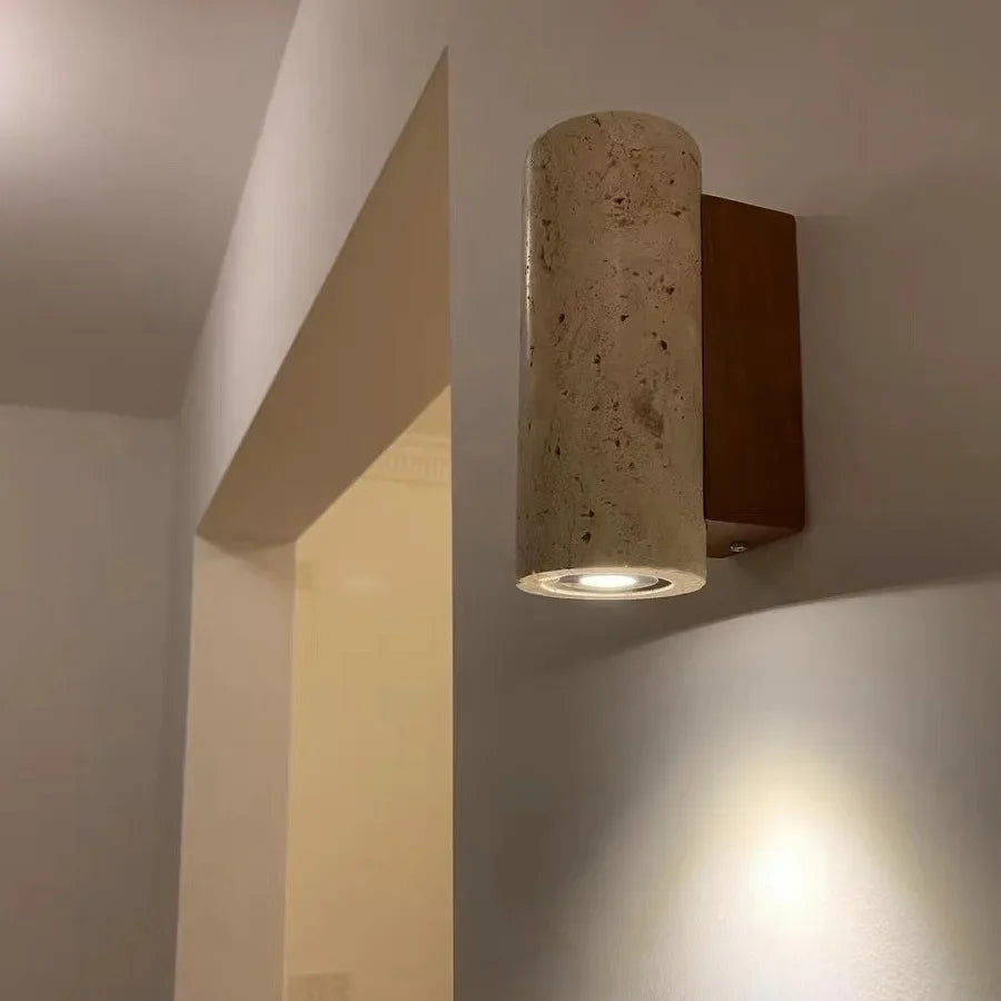 Travertine Wall Lamp – Natural Stone Sconce