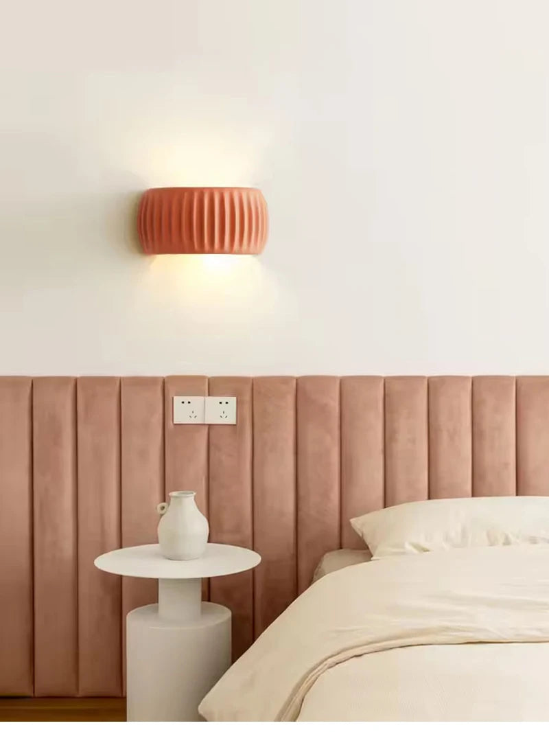 French Beige Wall Lamp – Resin Pumpkin Shape