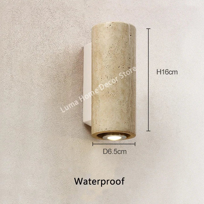 Yellow Travertine Wall Lamp – Natural Stone Japanese Style Light