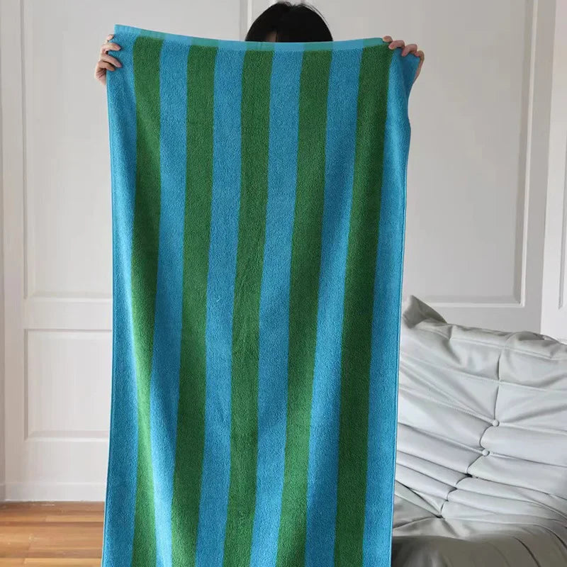 Retro Wide Striped Cotton Towel