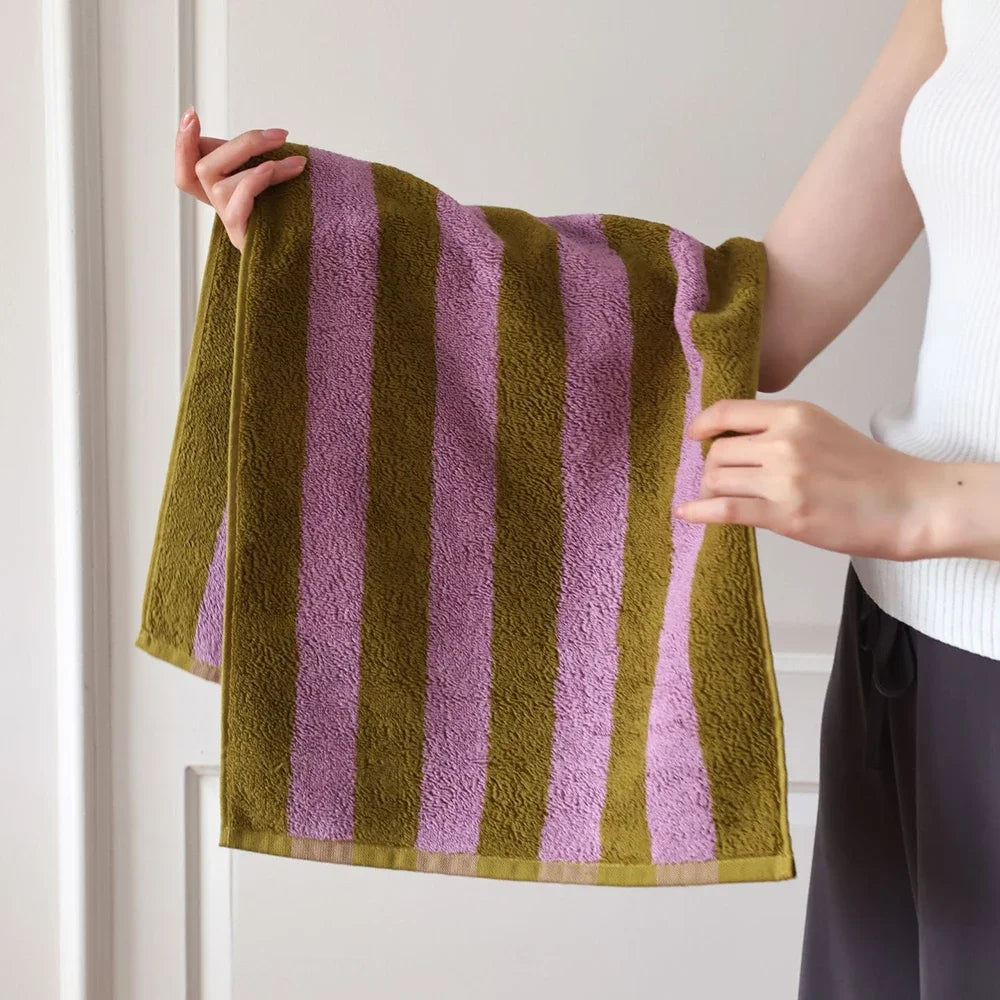 Retro Wide Striped Cotton Towel