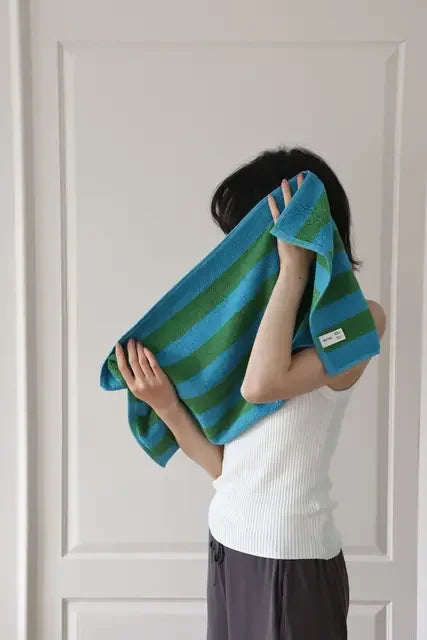 Retro Wide Striped Cotton Towel