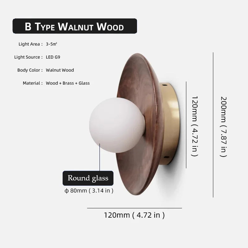 Walnut & Brass Wall Sconce – Wabi-Sabi Modern Light