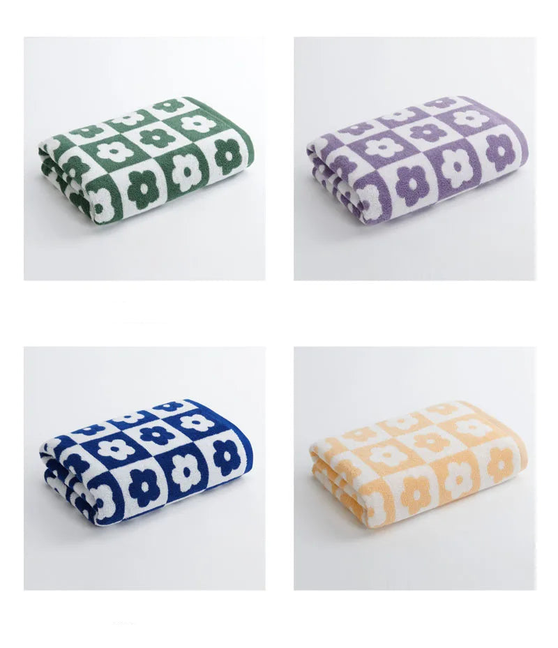 Thickened Cotton Floral Bath Towel