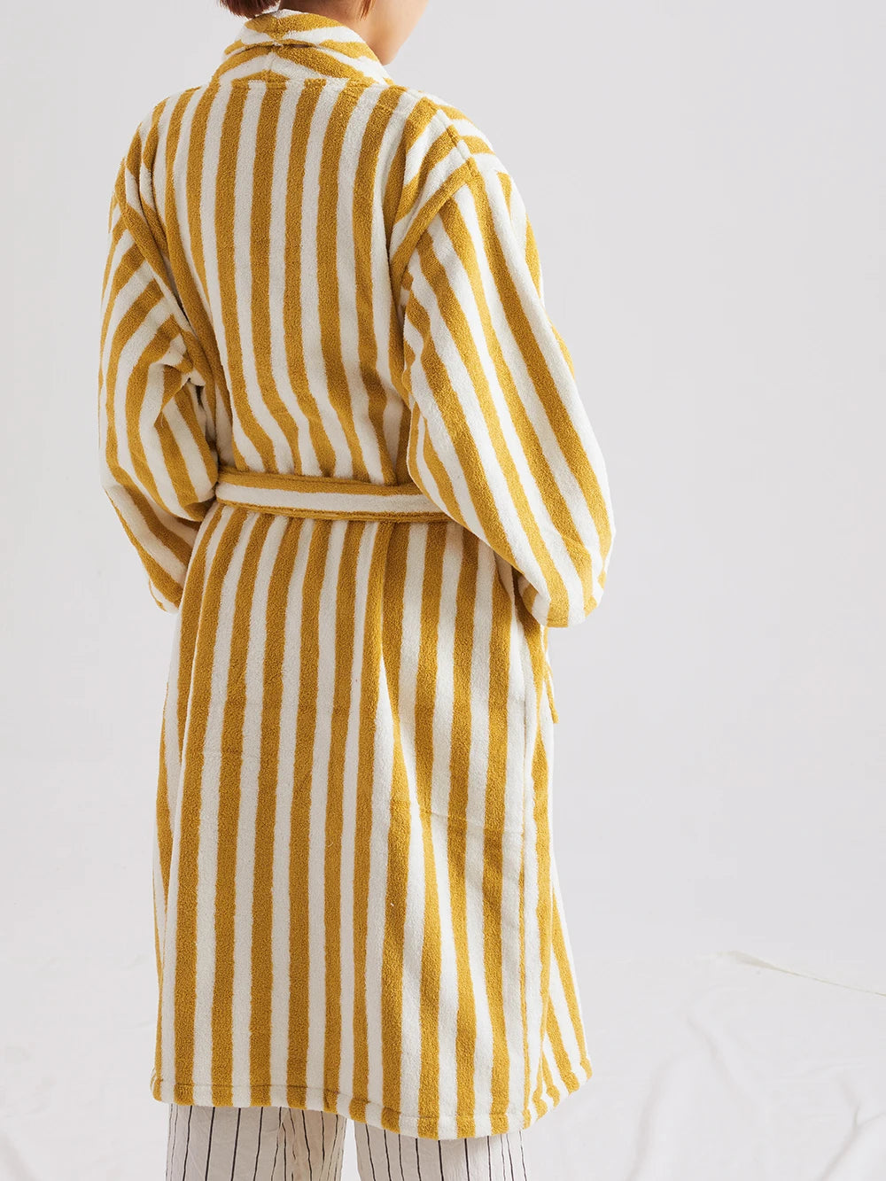 Retro Geometric Cotton Hooded Bathrobe