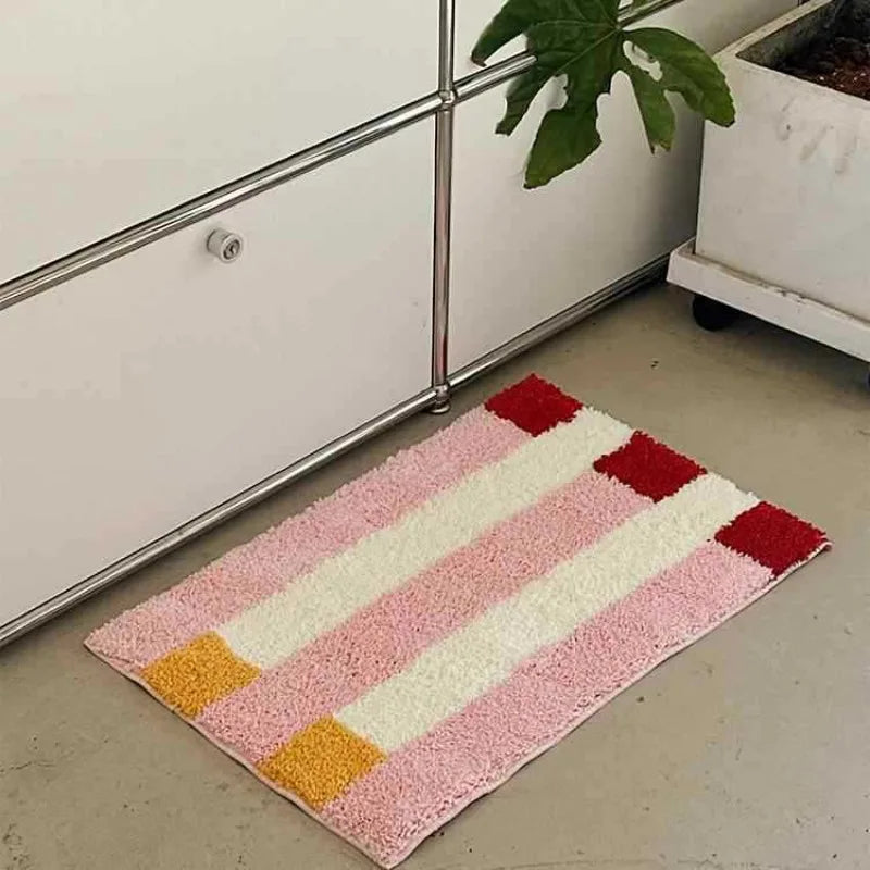 Premium Striped Flocked Bath Mat