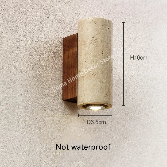 Yellow Travertine Wall Lamp – Natural Stone Japanese Style Light