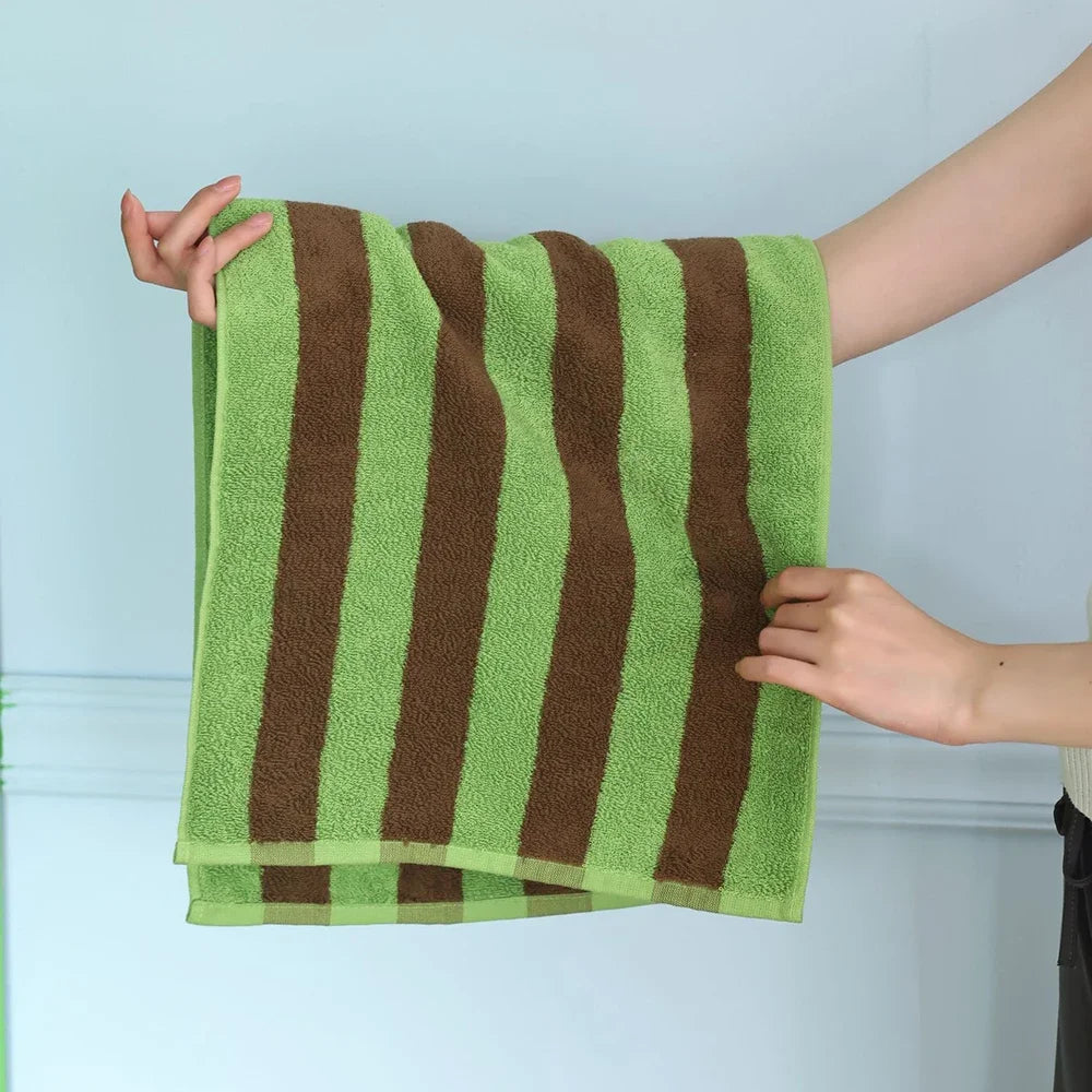 Retro Wide Striped Cotton Towel