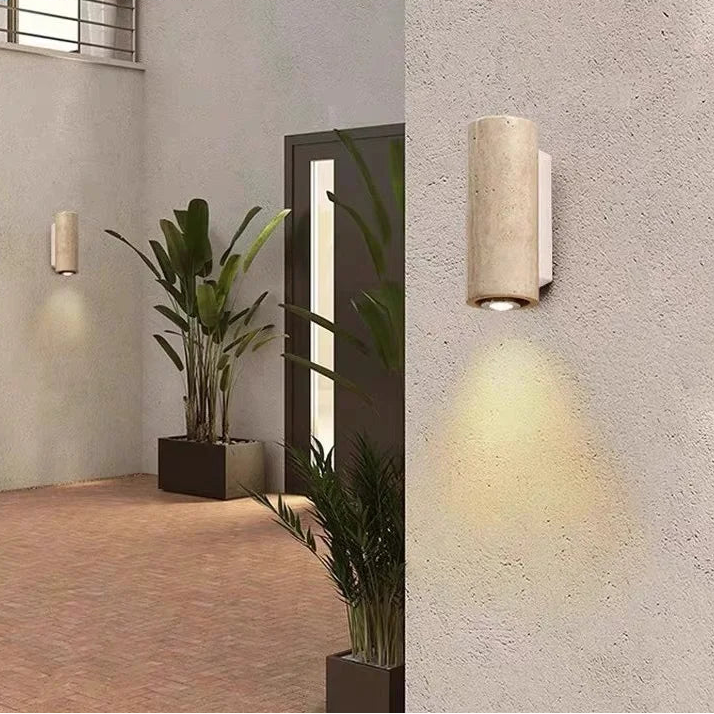 Yellow Travertine Wall Lamp – Natural Stone Japanese Style Light