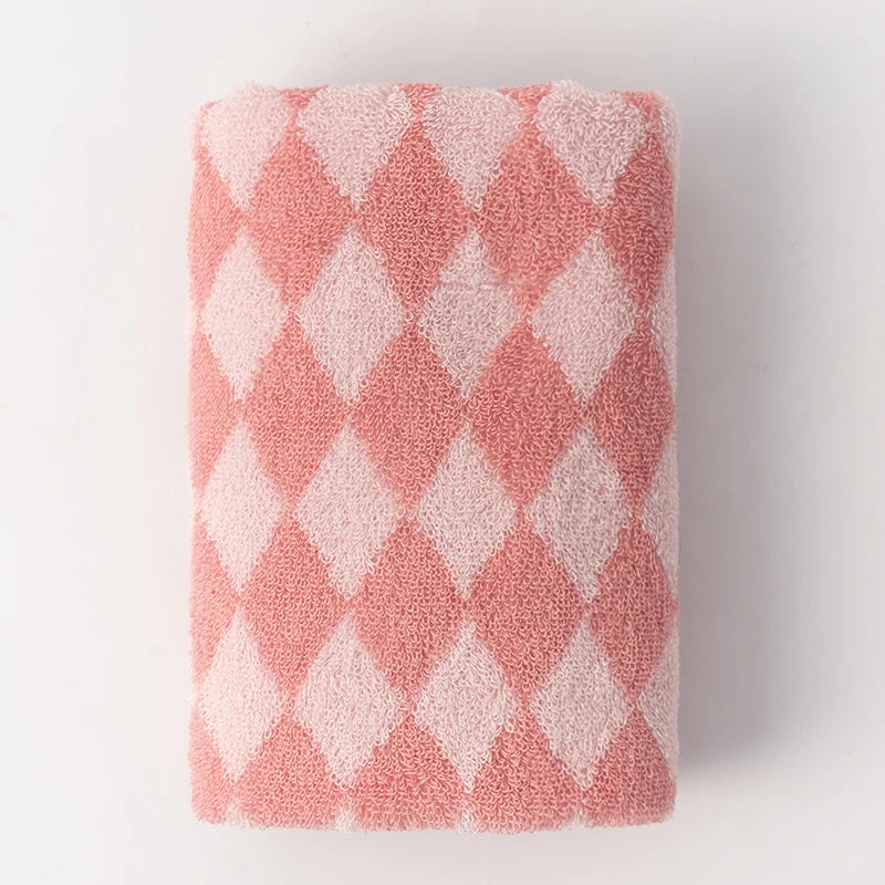 Retro Diamond Checkered Cotton Towel