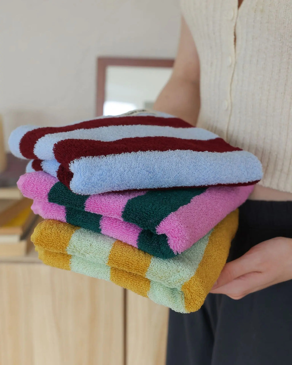 Retro Striped Cotton Towels
