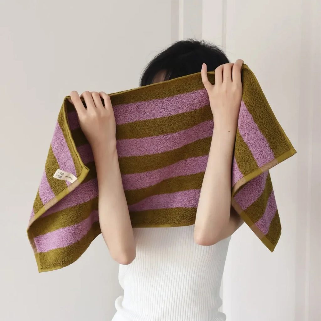 Retro Wide Striped Cotton Towel