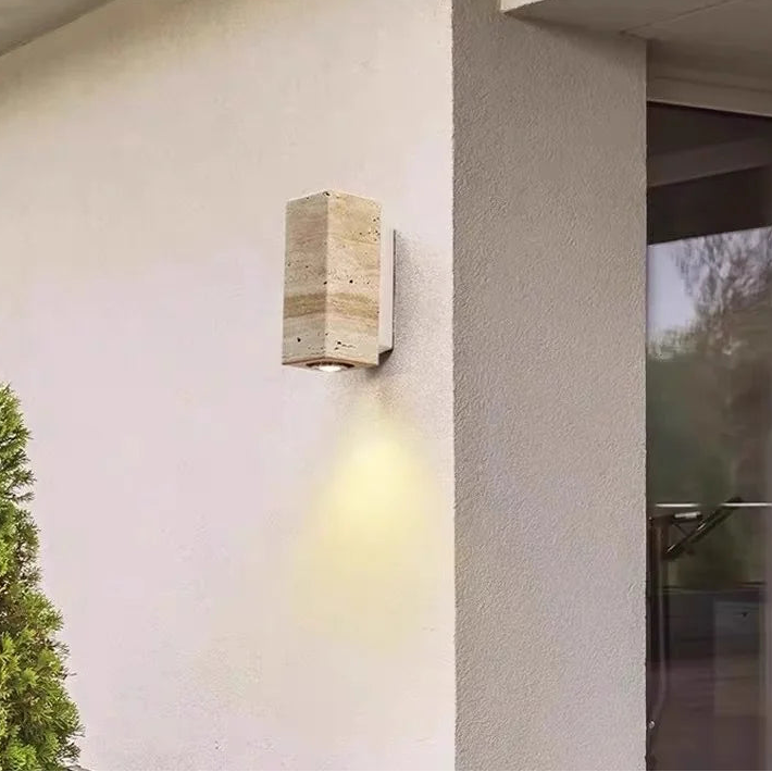 Yellow Travertine Wall Lamp – Natural Stone Japanese Style Light