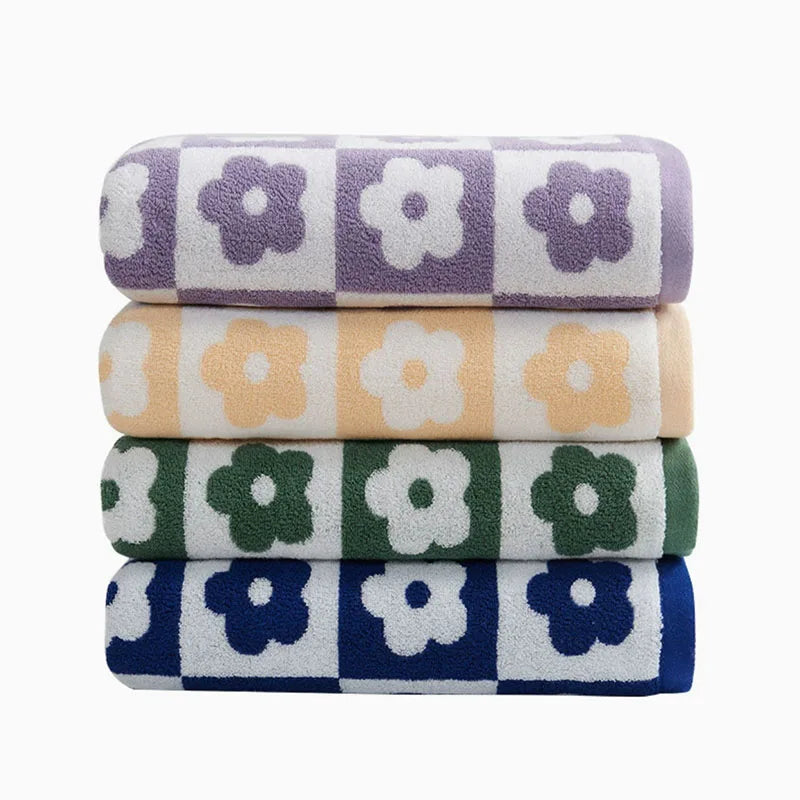 Thickened Cotton Floral Bath Towel