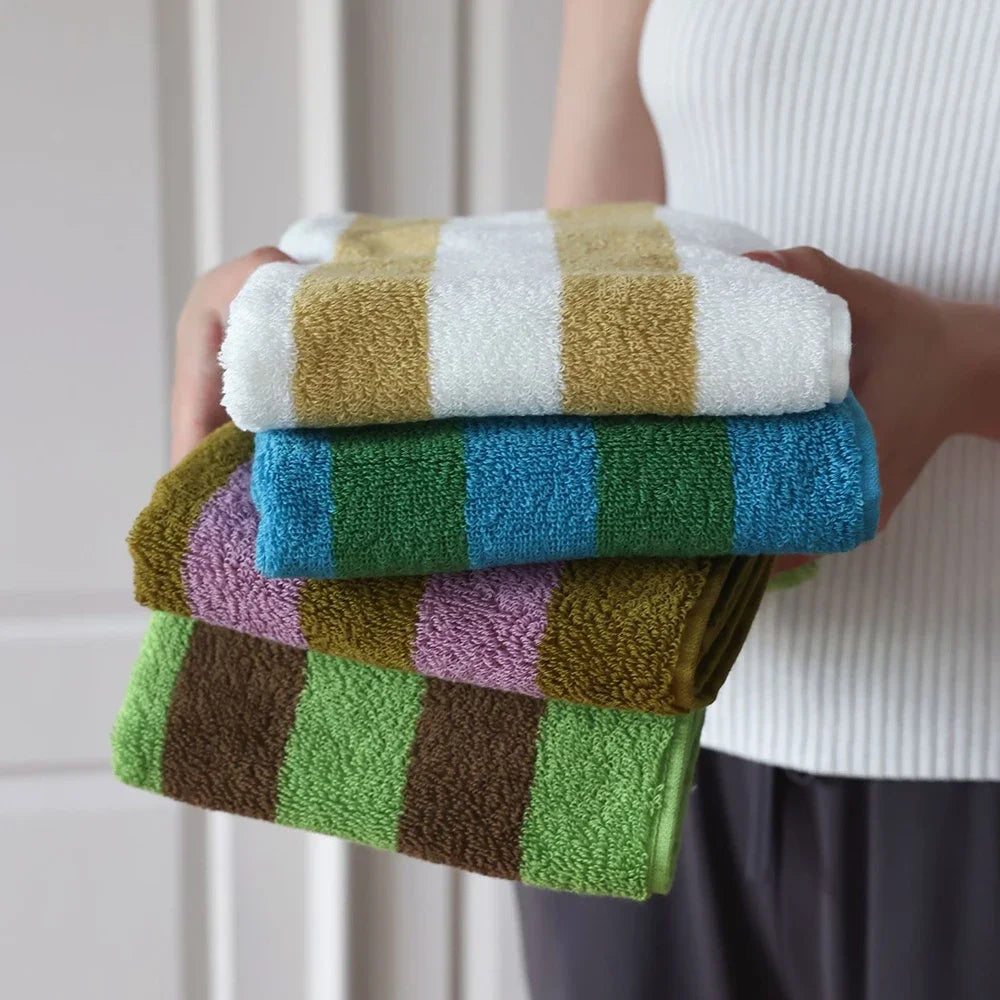 Retro Wide Striped Cotton Towel