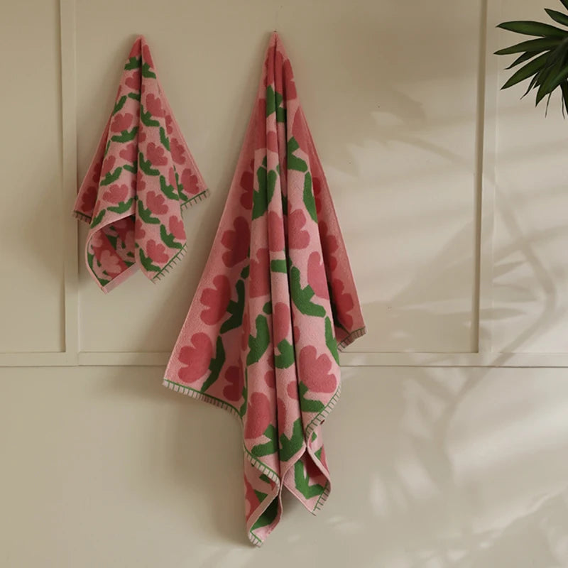 Plaid Floral Cotton Towel
