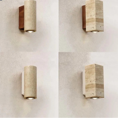 Yellow Travertine Wall Lamp – Natural Stone Japanese Style Light