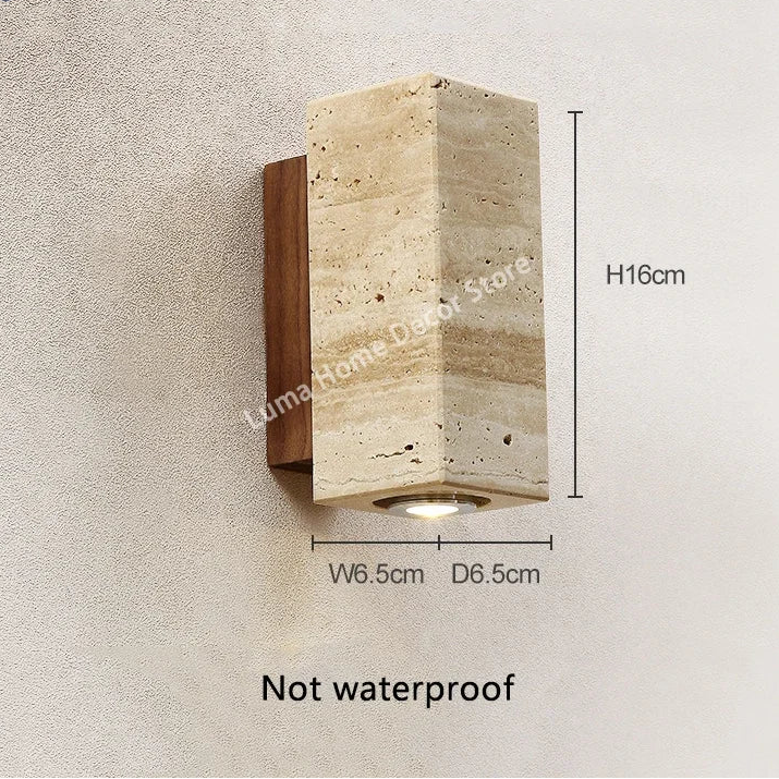 Yellow Travertine Wall Lamp – Natural Stone Japanese Style Light