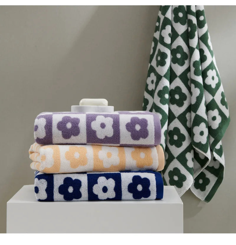 Thickened Cotton Floral Bath Towel
