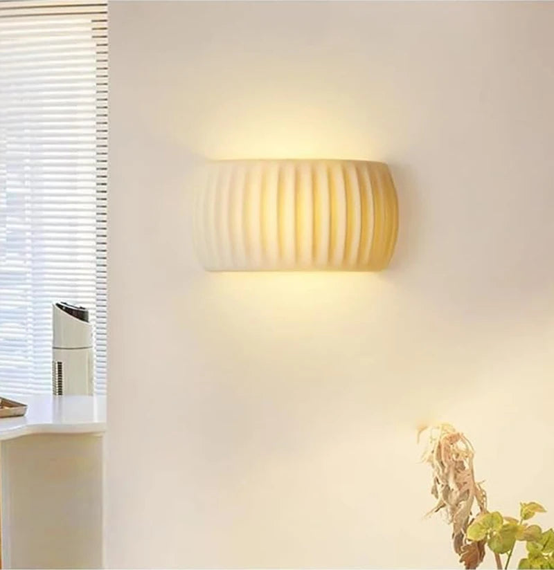 French Beige Wall Lamp – Resin Pumpkin Shape