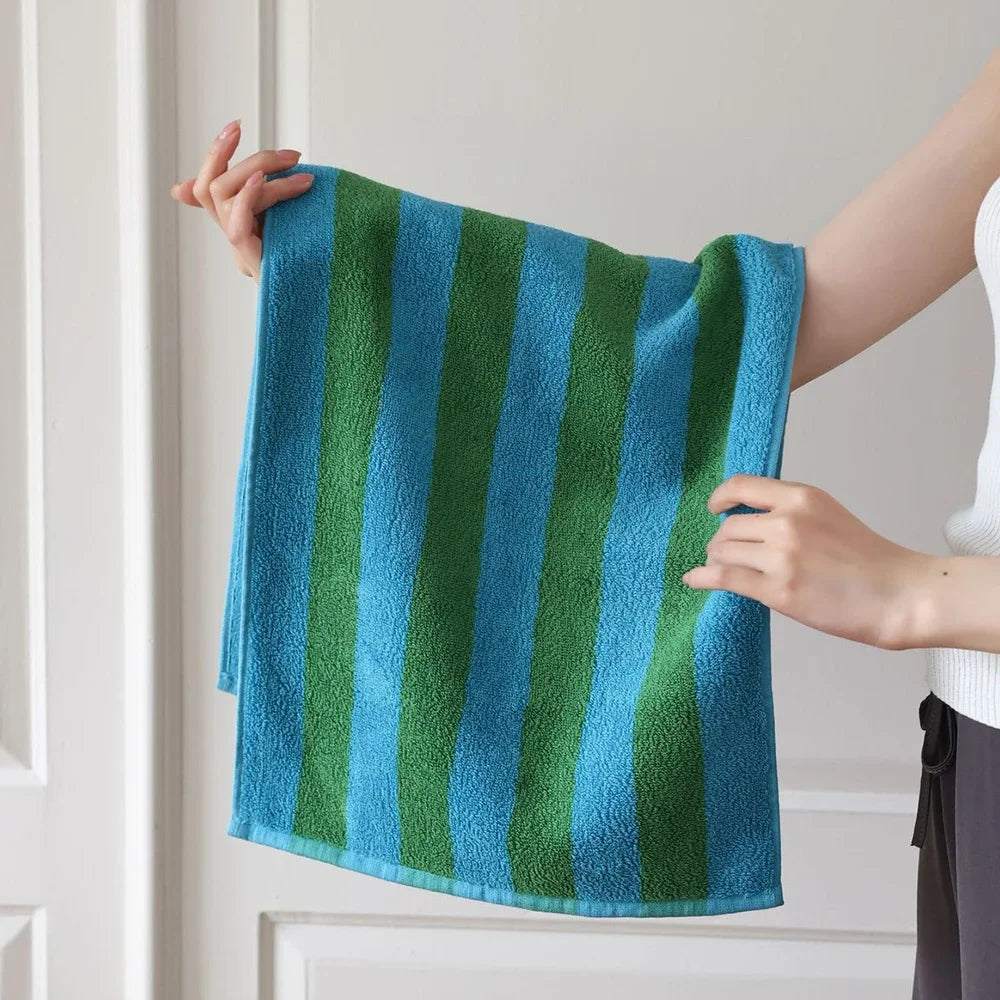 Retro Wide Striped Cotton Towel