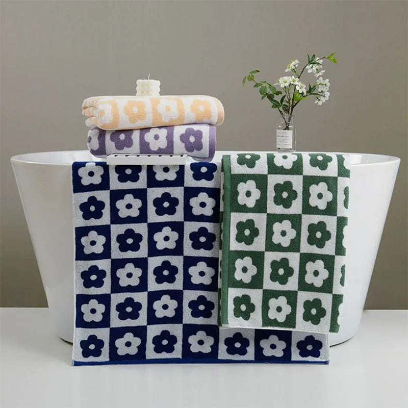 Thickened Cotton Floral Bath Towel