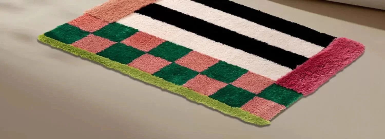 Groovy Pattern Cotton Bathroom Rug